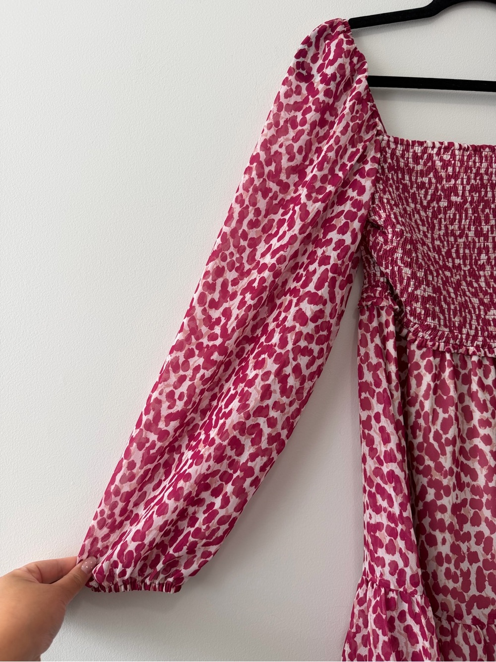 Aritzia Wilfred Tempest Long Sleeve Mini Dress Magenta Pink & White Sz M - Picture 5 of 16
